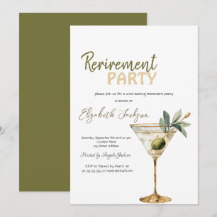 Invitation Verre à Martini à l'aquarelle Fête de retraite