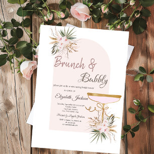 Invitation Verre à Martini Fleurs Bohèmes Brunch & Bulles