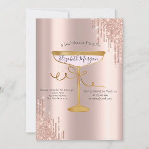 Invitation Verre à vin à paillettes Rose Gold pour Enterremen