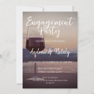 Invitation Verre à vin au coucher du soleil sur un lac