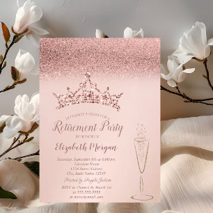 Invitation Verre à vin Couronne de brillants Rose Gold Retrai