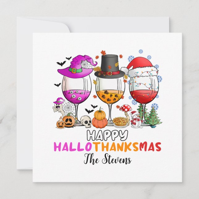 Invitation Verre à vin Hallowthanksmas T-shirt (Devant)