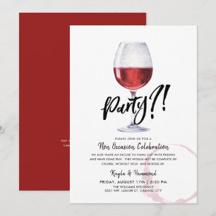 Invitation Verre à vin   N'importe quelle fête de célébration