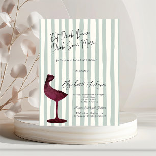 Invitation Verre à vin rouge chic rayé vert