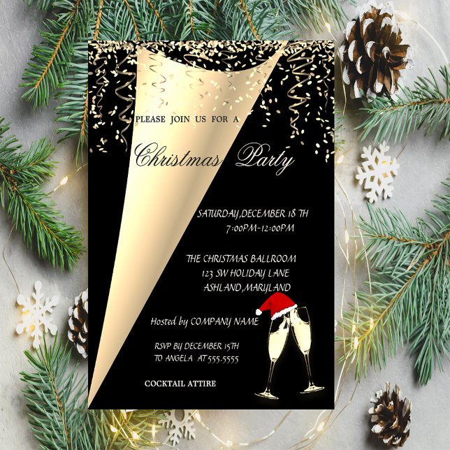Invitation Verre à vin, Santa Hat Company Fête de Noël (Créateur téléchargé)