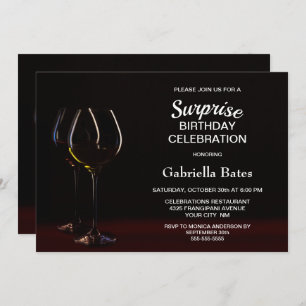 Invitation Verre à vin Surprise fête d'anniversaire