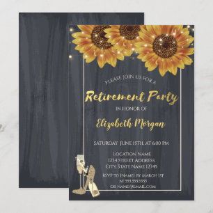 Invitation Verre à vin, talons hauts Tournesols Parti de retr