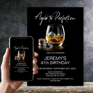 Invitation Verre à Whisky Vieilli à la Perfection Fête d'Anni