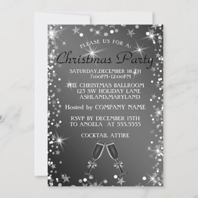 Invitation Verre argenté de Noël (Devant)