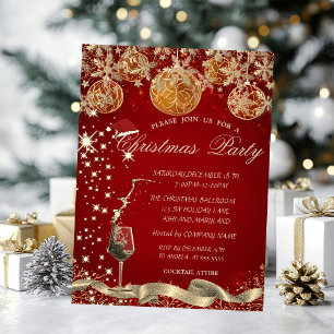 Invitation Verre, Boules de neige Boules Rouge Compagnie Noël