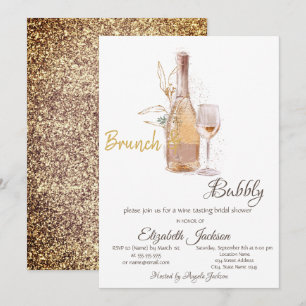 Invitation Verre bouteille, Fête des mariées de Parties scint