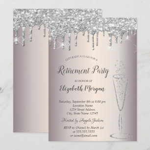 Invitation Verre Chic Vin Parties scintillant Argent Baisse R