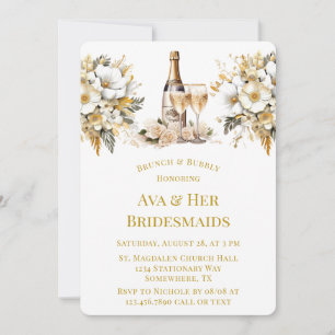 Invitation Verre de vin blanc Champagne Brunch & Bubbly