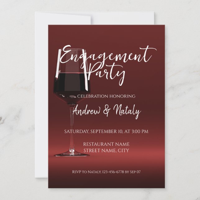 Invitation Verre de vin rouge à la soirée dégustation de vin  (Devant)