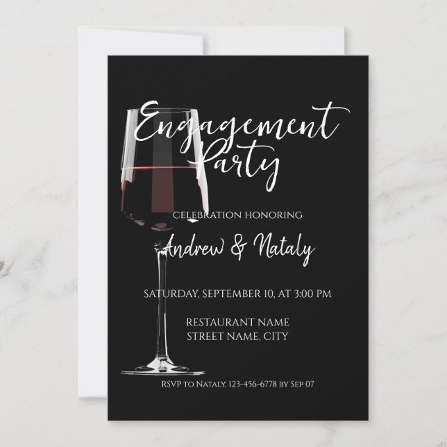Invitation Verre de vin rouge à la soirée dégustation de vin  (Devant)