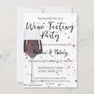 Invitation Verre de vin rouge aquarelle
