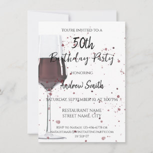 Invitation Verre d'eau colorée de vin rouge