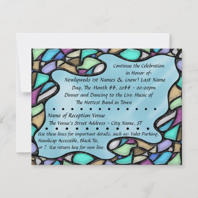 Invitation Verre En Forme Libre (Réception Après Mariage) (Devant)