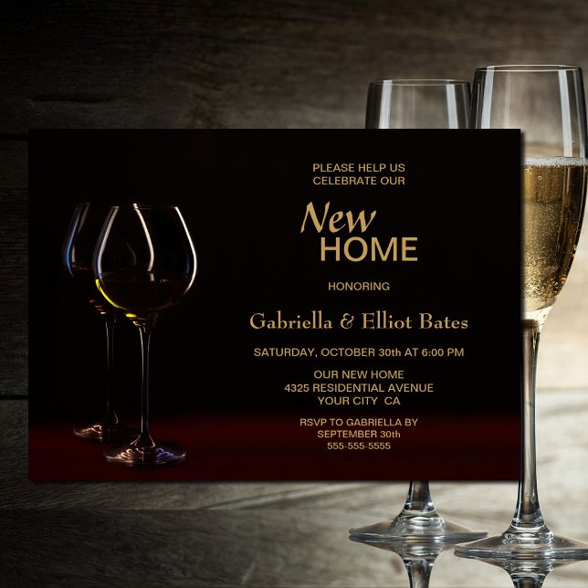 Invitation Verre moderne Black Gold House Party (Créateur téléchargé)