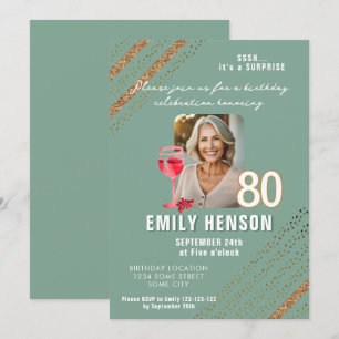 Invitation Verre rouge Parties scintillant fête d'anniversair