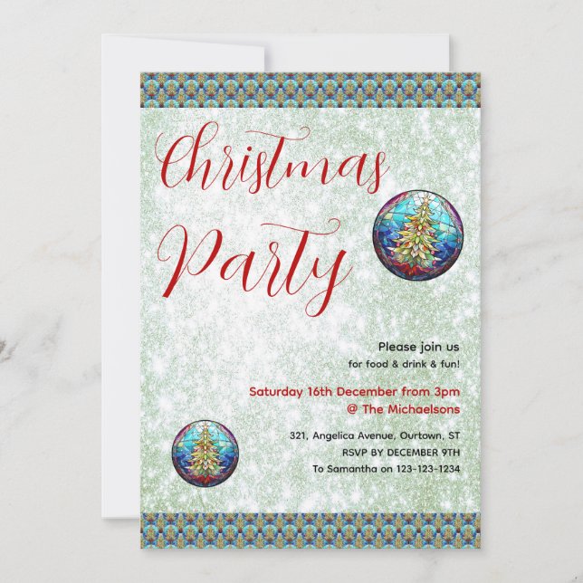 Invitation Verre Vibrant amusant Vibré Arbre de Noël Baubles (Devant)