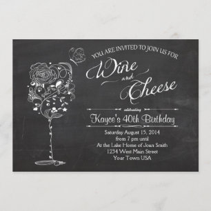 Invitation Verre Vintage et fromage Anniversaire en vitation