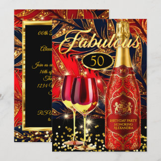 Invitation Verres à champagne dorés pour fête d'anniversaire