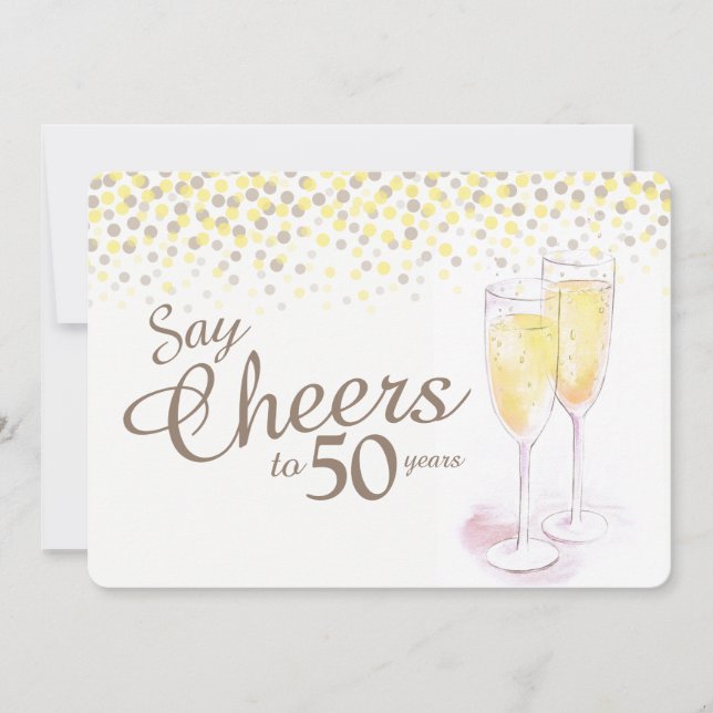 Invitation Verres à champagne pour 50e anniversaire de mariag (Devant)