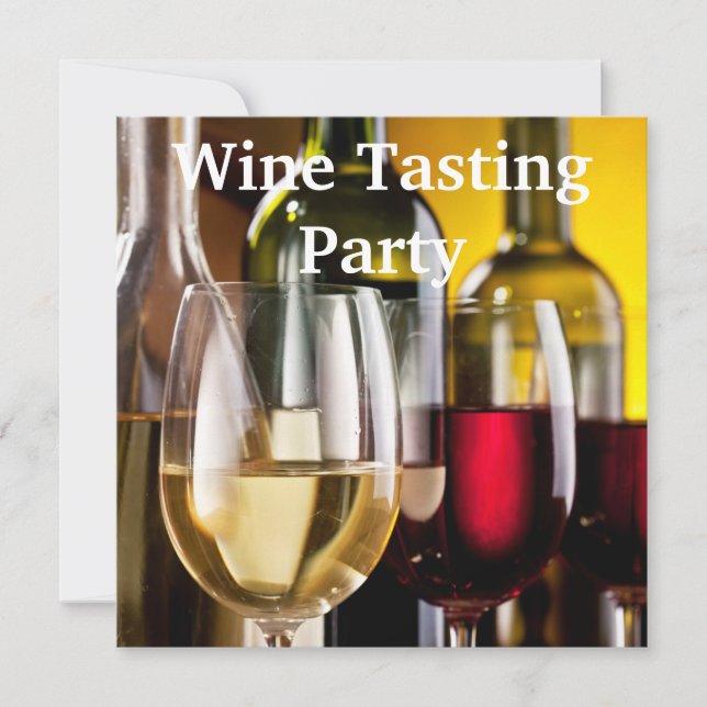 Invitation Verres à Vin Bouteilles Dégustation de Vin Fête (Devant)