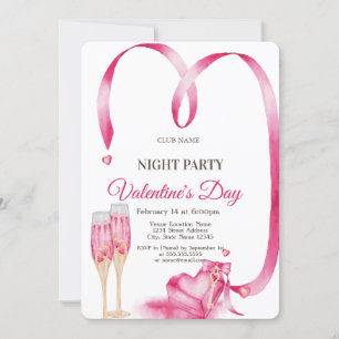 Invitation Verres de coeurs rouges pour la nuit de la Saint-V