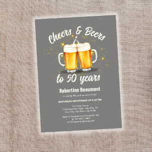 Invitation Verres Simples Collés Félicitent Bières pour 50 An