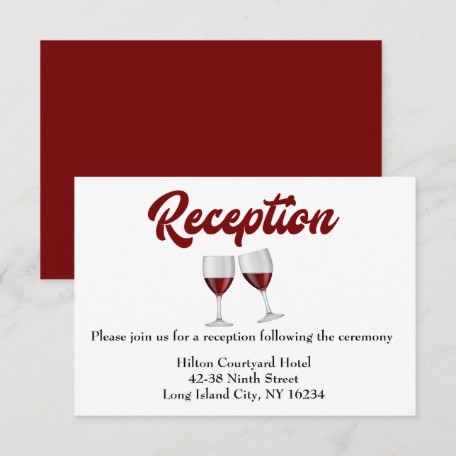 Invitation Verrres  de mariage en Bourgogne rouge (Devant / Derrière)