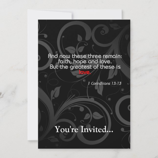 Invitation Vers de bible d'amour, noir/rouge (Devant)
