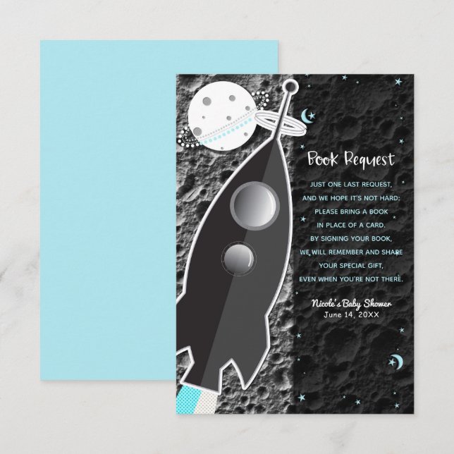 Invitation VERS LA LUNE Livre de fusée spatiale Demande (Devant / Derrière)