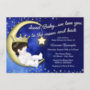 Invitation Vers le Baby shower de la Lune et du dos