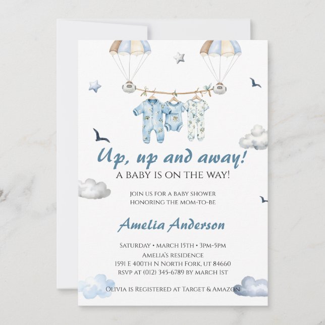 Invitation Vers le haut et vers l'avant | baby shower de ball (Devant)