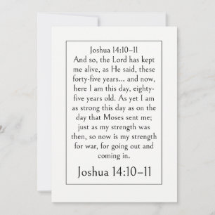 Invitation Verset biblique sur la retraite, Josué 14:10-11, É