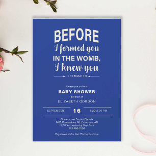 Invitation Verset de la Bible Baby shower Avant que je ne vou