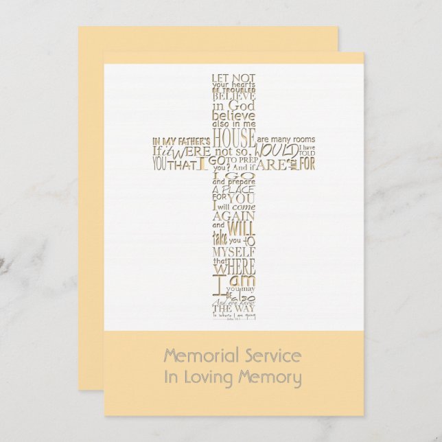 Invitation Versets bibliques de Jean 14 Service commémoratif  (Devant / Derrière)