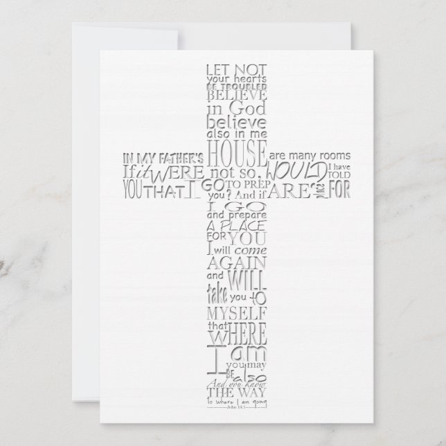 Invitation Versets bibliques du service commémoratif John 14 (Devant)