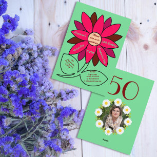 Invitation Vert 50e anniversaire Simple Tournesol rouge