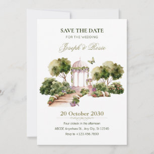 Invitation Vert aquarelle délicieux mariage de jardin