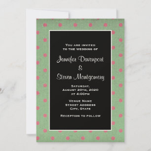 Invitation Vert avec Mariage Pois rose