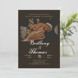 Invitation Vert avec une photo romantique d'un couple