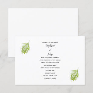 Invitation Vert Blanc Tropical Palm Leaf Cool moderne Mariage