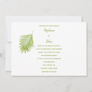 Invitation Vert blanc Tropical Palm Leaf Mariage classique