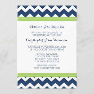 Invitation vert-bleu de baptême de Chevron