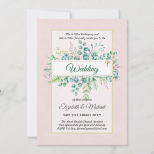 Invitation Vert CATHOLIQUE Mariage Budget chrétien Moderne
