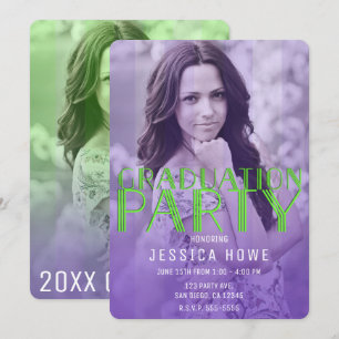 Invitation Vert Citron Fête de Remise des Diplômes Photo de L