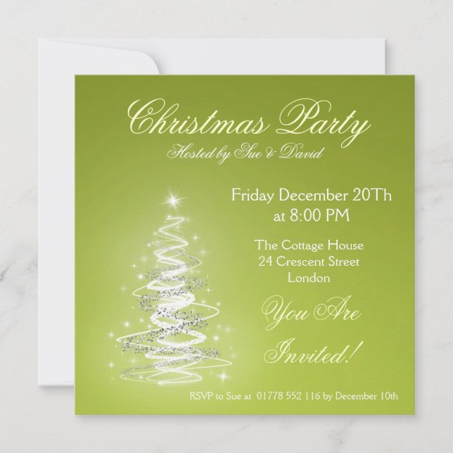 Invitation Vert citron vert d'invitation de fête avec arbre d (Devant)